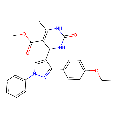 methyl 4-[3-(4-ethoxyphenyl)-1-phenyl-1H-pyrazol-4-yl]-6-methyl-2-oxo-1,2,3,4-tetrahydropyrimidine-5-carboxylate structure