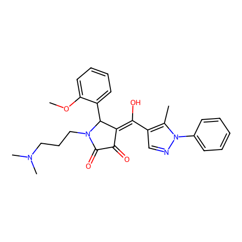 (4E)-1-[3-(dimethylamino)propyl]-4-[hydroxy-(5-methyl-1-phenylpyrazol-4-yl)methylidene]-5-(2-methoxyphenyl)pyrrolidine-2,3-dione structure