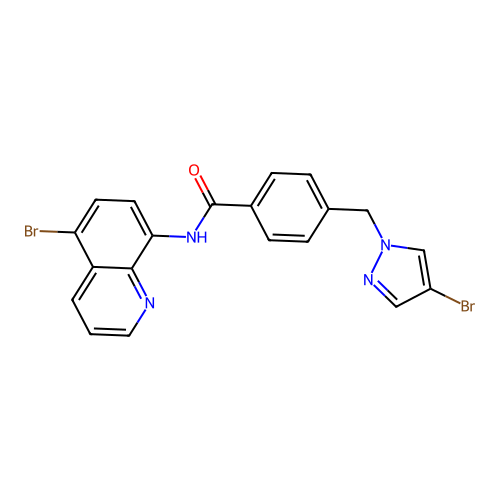 4-[(4-bromopyrazol-1-yl)methyl]-N-(5-bromoquinolin-8-yl)benzamide structure
