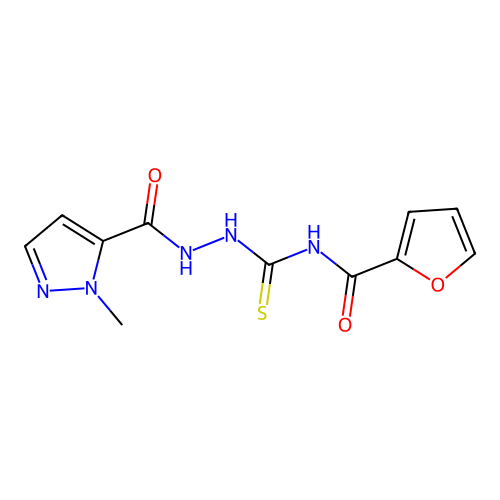 N-[[(2-methylpyrazole-3-carbonyl)amino]carbamothioyl]furan-2-carboxamide structure