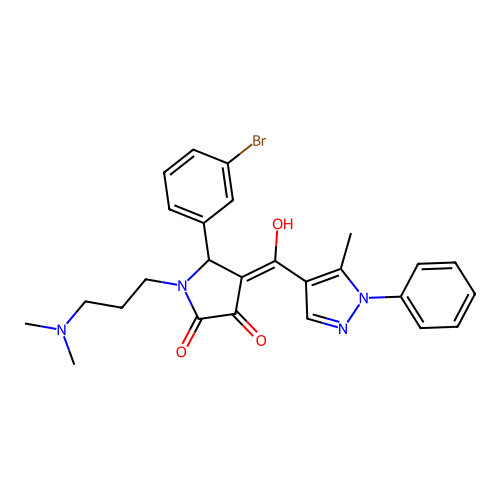 (4E)-5-(3-bromophenyl)-1-[3-(dimethylamino)propyl]-4-[hydroxy-(5-methyl-1-phenylpyrazol-4-yl)methylidene]pyrrolidine-2,3-dione structure