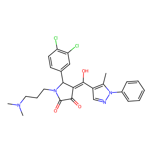 (4E)-5-(3,4-dichlorophenyl)-1-[3-(dimethylamino)propyl]-4-[hydroxy-(5-methyl-1-phenylpyrazol-4-yl)methylidene]pyrrolidine-2,3-dione structure