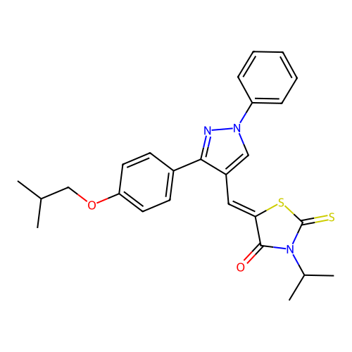 (5Z)-5-{[3-(4-isobutoxyphenyl)-1-phenyl-1H-pyrazol-4-yl]methylene}-3-isopropyl-2-thioxo-1,3-thiazolidin-4-one structure