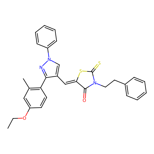 (5Z)-5-{[3-(4-ETHOXY-2-METHYLPHENYL)-1-PHENYL-1H-PYRAZOL-4-YL]METHYLENE}-3-(2-PHENYLETHYL)-2-THIOXO-1,3-THIAZOLIDIN-4-ONE structure