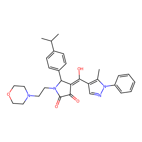 (4E)-4-[hydroxy-(5-methyl-1-phenylpyrazol-4-yl)methylidene]-1-(2-morpholin-4-ylethyl)-5-(4-propan-2-ylphenyl)pyrrolidine-2,3-dione structure