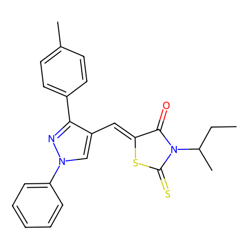 (5Z)-3-sec-butyl-5-{[3-(4-methylphenyl)-1-phenyl-1H-pyrazol-4-yl]methylene}-2-thioxo-1,3-thiazolidin-4-one structure