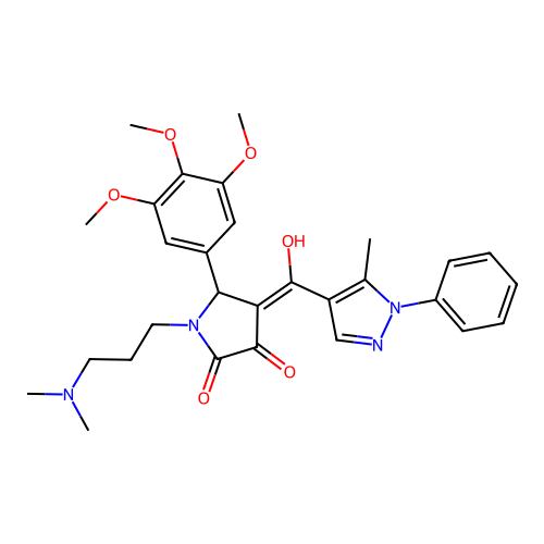 (4E)-1-[3-(dimethylamino)propyl]-4-[hydroxy-(5-methyl-1-phenylpyrazol-4-yl)methylidene]-5-(3,4,5-trimethoxyphenyl)pyrrolidine-2,3-dione structure