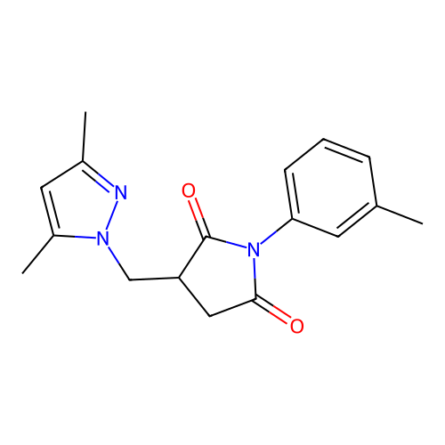 3-[(3,5-Dimethylpyrazol-1-yl)methyl]-1-(3-methylphenyl)pyrrolidine-2,5-dione structure