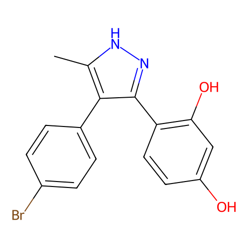 4-[4-(4-bromophenyl)-5-methyl-1H-pyrazol-3-yl]benzene-1,3-diol structure