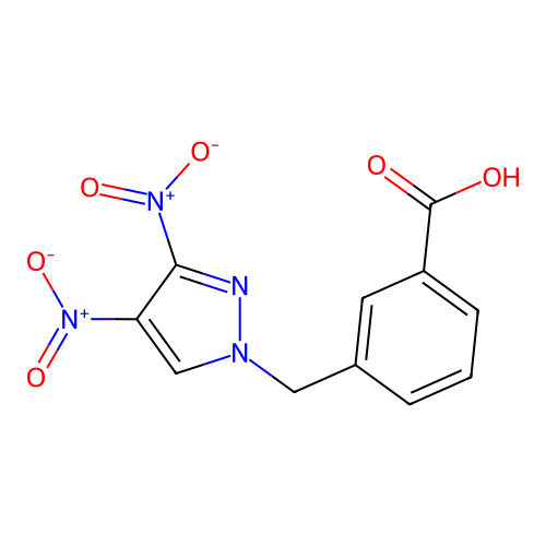 3-((3,4-dinitro-1H-pyrazol-1-yl)methyl)benzoic acid structure