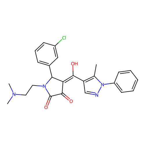 (4E)-5-(3-chlorophenyl)-1-(2-dimethylaminoethyl)-4-[hydroxy-(5-methyl-1-phenylpyrazol-4-yl)methylidene]pyrrolidine-2,3-dione structure