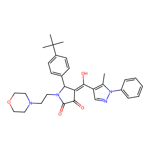 (4E)-5-(4-tert-butylphenyl)-4-[hydroxy-(5-methyl-1-phenylpyrazol-4-yl)methylidene]-1-(2-morpholin-4-ylethyl)pyrrolidine-2,3-dione structure