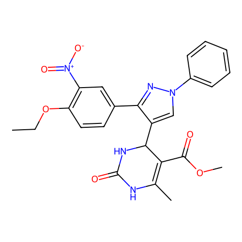 methyl 4-[3-(4-ethoxy-3-nitrophenyl)-1-phenyl-1H-pyrazol-4-yl]-6-methyl-2-oxo-1,2,3,4-tetrahydropyrimidine-5-carboxylate structure