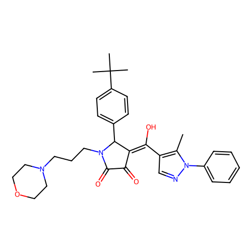 (4E)-5-(4-tert-butylphenyl)-4-[hydroxy-(5-methyl-1-phenylpyrazol-4-yl)methylidene]-1-(3-morpholin-4-ylpropyl)pyrrolidine-2,3-dione structure