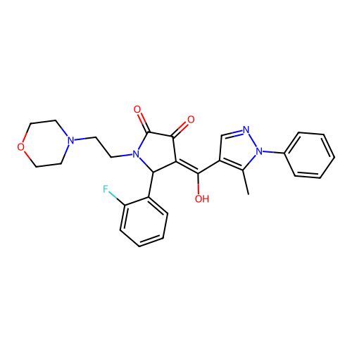 5-(2-fluorophenyl)-3-hydroxy-4-(5-methyl-1-phenyl-1H-pyrazole-4-carbonyl)-1-[2-(morpholin-4-yl)ethyl]-2,5-dihydro-1H-pyrrol-2-one structure