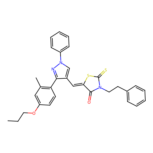 (5Z)-5-{[3-(2-METHYL-4-PROPOXYPHENYL)-1-PHENYL-1H-PYRAZOL-4-YL]METHYLENE}-3-(2-PHENYLETHYL)-2-THIOXO-1,3-THIAZOLIDIN-4-ONE structure