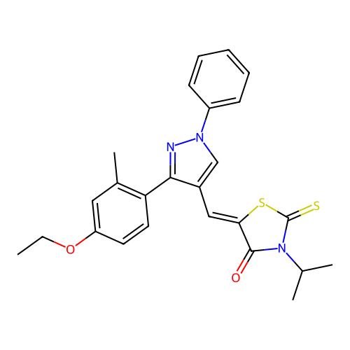 (5Z)-5-{[3-(4-ETHOXY-2-METHYLPHENYL)-1-PHENYL-1H-PYRAZOL-4-YL]METHYLENE}-3-ISOPROPYL-2-THIOXO-1,3-THIAZOLIDIN-4-ONE structure