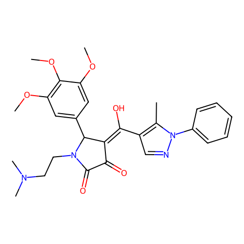 (4E)-1-(2-dimethylaminoethyl)-4-[hydroxy-(5-methyl-1-phenylpyrazol-4-yl)methylidene]-5-(3,4,5-trimethoxyphenyl)pyrrolidine-2,3-dione structure