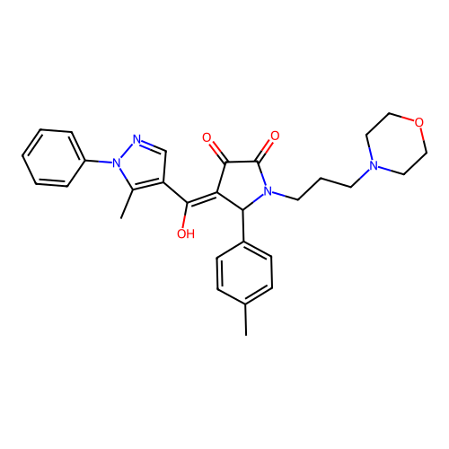 (4E)-4-[hydroxy-(5-methyl-1-phenylpyrazol-4-yl)methylidene]-5-(4-methylphenyl)-1-(3-morpholin-4-ylpropyl)pyrrolidine-2,3-dione structure