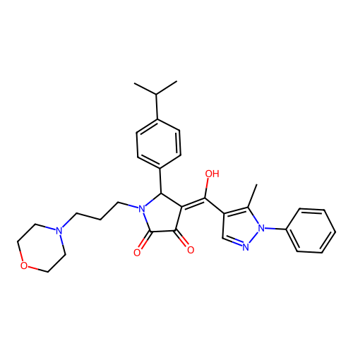 (4E)-4-[hydroxy-(5-methyl-1-phenylpyrazol-4-yl)methylidene]-1-(3-morpholin-4-ylpropyl)-5-(4-propan-2-ylphenyl)pyrrolidine-2,3-dione structure