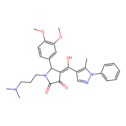 (4E)-5-(3,4-dimethoxyphenyl)-1-[3-(dimethylamino)propyl]-4-[hydroxy-(5-methyl-1-phenylpyrazol-4-yl)methylidene]pyrrolidine-2,3-dione structure