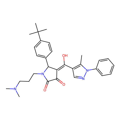 (4E)-5-(4-tert-butylphenyl)-1-[3-(dimethylamino)propyl]-4-[hydroxy-(5-methyl-1-phenylpyrazol-4-yl)methylidene]pyrrolidine-2,3-dione structure