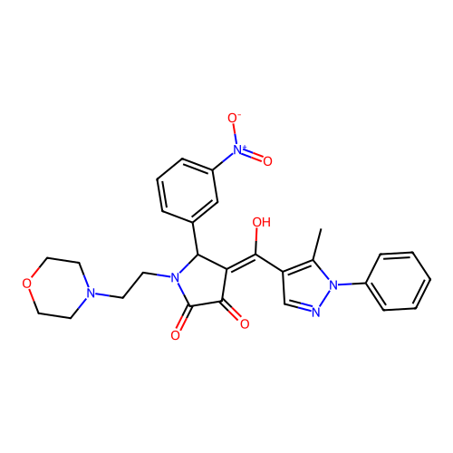 (4E)-4-[hydroxy-(5-methyl-1-phenylpyrazol-4-yl)methylidene]-1-(2-morpholin-4-ylethyl)-5-(3-nitrophenyl)pyrrolidine-2,3-dione structure