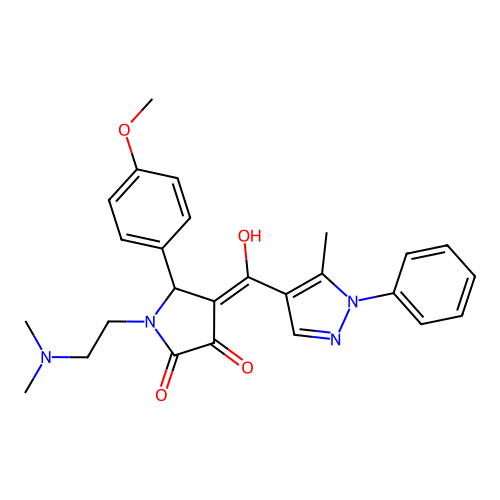 (4E)-1-(2-dimethylaminoethyl)-4-[hydroxy-(5-methyl-1-phenylpyrazol-4-yl)methylidene]-5-(4-methoxyphenyl)pyrrolidine-2,3-dione structure