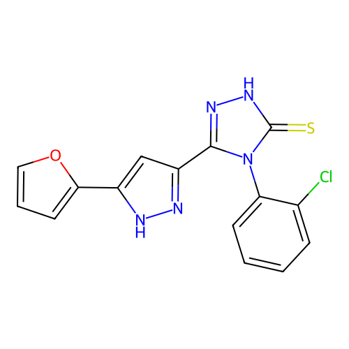 4-(2-Chloro-phenyl)-5-(5-furan-2-yl-2H-pyrazol-3-yl)-4H-[1,2,4]triazole-3-thiol structure