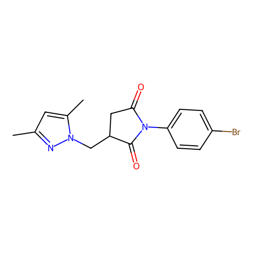 1-(4-bromophenyl)-3-[(3,5-dimethyl-1H-pyrazol-1-yl)methyl]-2,5-pyrrolidinedione structure
