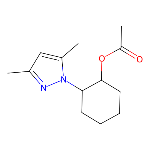 2-(3,5-dimethyl-1H-pyrazol-1-yl)cyclohexyl acetate structure