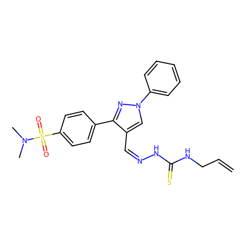 1-[(E)-[3-[4-(dimethylsulfamoyl)phenyl]-1-phenylpyrazol-4-yl]methylideneamino]-3-prop-2-enylthiourea structure