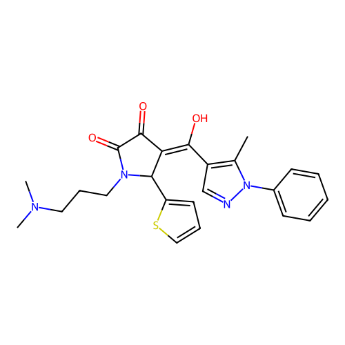 1-[3-(dimethylamino)propyl]-3-hydroxy-4-(5-methyl-1-phenyl-1H-pyrazole-4-carbonyl)-5-(thiophen-2-yl)-2,5-dihydro-1H-pyrrol-2-one structure
