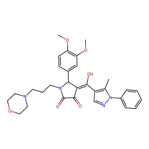 (4E)-5-(3,4-dimethoxyphenyl)-4-[hydroxy-(5-methyl-1-phenylpyrazol-4-yl)methylidene]-1-(3-morpholin-4-ylpropyl)pyrrolidine-2,3-dione structure