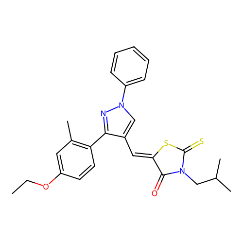 (5Z)-5-{[3-(4-ethoxy-2-methylphenyl)-1-phenyl-1H-pyrazol-4-yl]methylene}-3-isobutyl-2-thioxo-1,3-thiazolidin-4-one structure