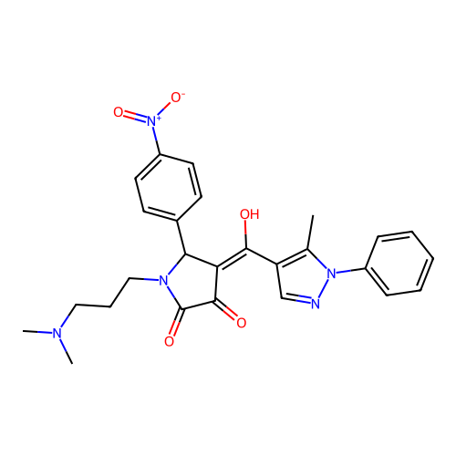 (4E)-1-[3-(dimethylamino)propyl]-4-[hydroxy-(5-methyl-1-phenylpyrazol-4-yl)methylidene]-5-(4-nitrophenyl)pyrrolidine-2,3-dione structure