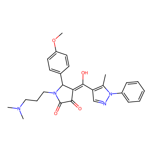 (4E)-1-[3-(dimethylamino)propyl]-4-[hydroxy-(5-methyl-1-phenylpyrazol-4-yl)methylidene]-5-(4-methoxyphenyl)pyrrolidine-2,3-dione structure