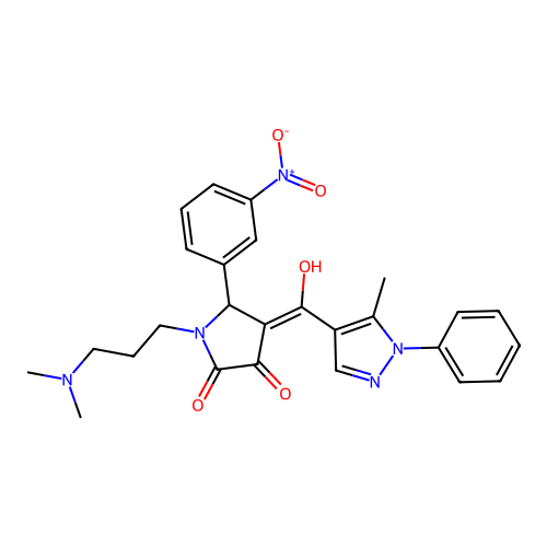 (4E)-1-[3-(dimethylamino)propyl]-4-[hydroxy-(5-methyl-1-phenylpyrazol-4-yl)methylidene]-5-(3-nitrophenyl)pyrrolidine-2,3-dione structure