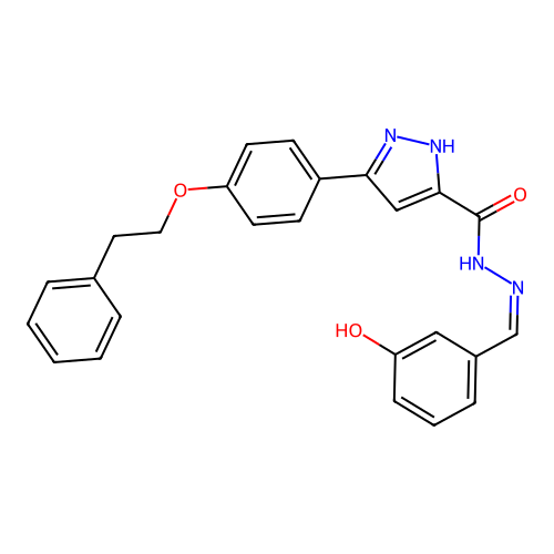 N'-[(E)-(3-hydroxyphenyl)methylidene]-5-[4-(2-phenylethoxy)phenyl]-1H-pyrazole-3-carbohydrazide structure