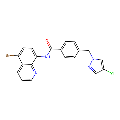 N-(5-bromoquinolin-8-yl)-4-[(4-chloropyrazol-1-yl)methyl]benzamide structure
