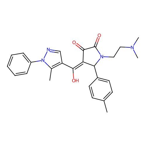 1-(2-dimethylaminoethyl)-4-[hydroxy-(5-methyl-1-phenylpyrazol-4-yl)methylidene]-5-(4-methylphenyl)pyrrolidine-2,3-dione structure