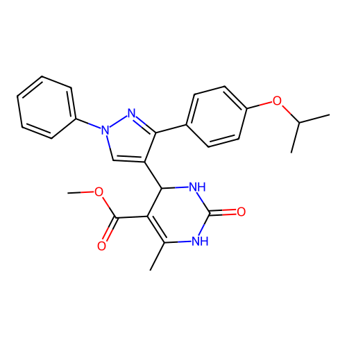methyl 6-methyl-2-oxo-4-{1-phenyl-3-[4-(propan-2-yloxy)phenyl]-1H-pyrazol-4-yl}-1,2,3,4-tetrahydropyrimidine-5-carboxylate structure