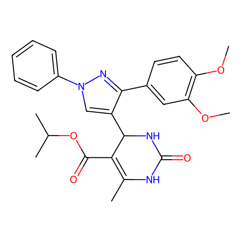 propan-2-yl 4-[3-(3,4-dimethoxyphenyl)-1-phenyl-1H-pyrazol-4-yl]-6-methyl-2-oxo-1,2,3,4-tetrahydropyrimidine-5-carboxylate structure