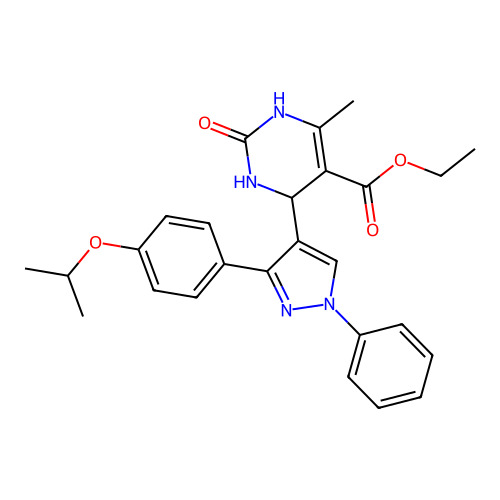 ethyl 6-methyl-2-oxo-4-{1-phenyl-3-[4-(propan-2-yloxy)phenyl]-1H-pyrazol-4-yl}-1,2,3,4-tetrahydropyrimidine-5-carboxylate structure