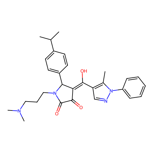 (4E)-1-[3-(dimethylamino)propyl]-4-[hydroxy-(5-methyl-1-phenylpyrazol-4-yl)methylidene]-5-(4-propan-2-ylphenyl)pyrrolidine-2,3-dione structure