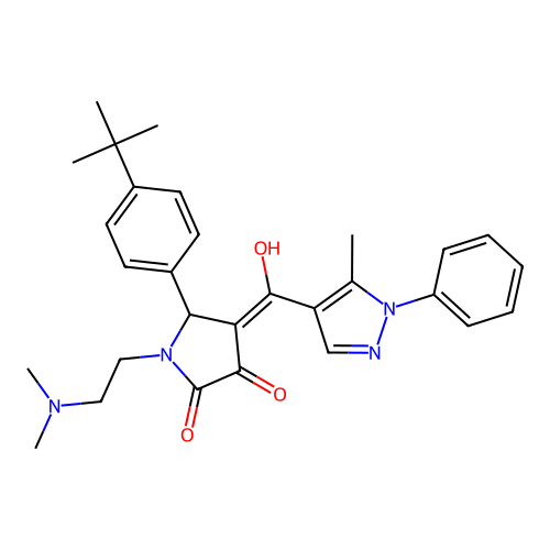 (4E)-5-(4-tert-butylphenyl)-1-(2-dimethylaminoethyl)-4-[hydroxy-(5-methyl-1-phenylpyrazol-4-yl)methylidene]pyrrolidine-2,3-dione structure