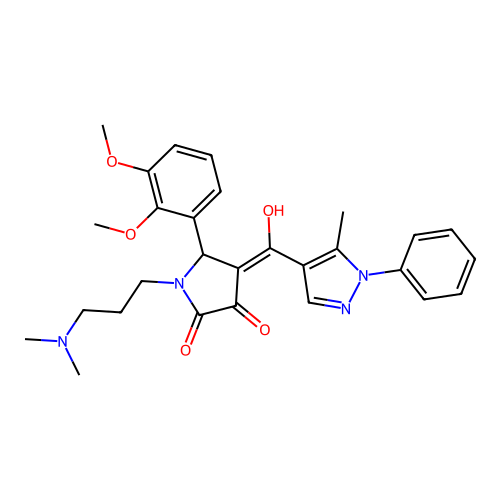 (4E)-5-(2,3-dimethoxyphenyl)-1-[3-(dimethylamino)propyl]-4-[hydroxy-(5-methyl-1-phenylpyrazol-4-yl)methylidene]pyrrolidine-2,3-dione structure