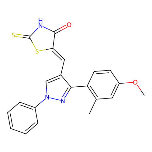 (5Z)-5-{[3-(4-methoxy-2-methylphenyl)-1-phenyl-1H-pyrazol-4-yl]methylidene}-2-thioxo-1,3-thiazolidin-4-one structure