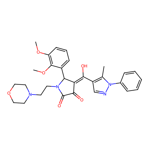 (4E)-5-(2,3-dimethoxyphenyl)-4-[hydroxy-(5-methyl-1-phenylpyrazol-4-yl)methylidene]-1-(2-morpholin-4-ylethyl)pyrrolidine-2,3-dione structure