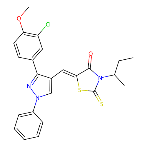 (5Z)-3-SEC-BUTYL-5-{[3-(3-CHLORO-4-METHOXYPHENYL)-1-PHENYL-1H-PYRAZOL-4-YL]METHYLENE}-2-THIOXO-1,3-THIAZOLIDIN-4-ONE structure